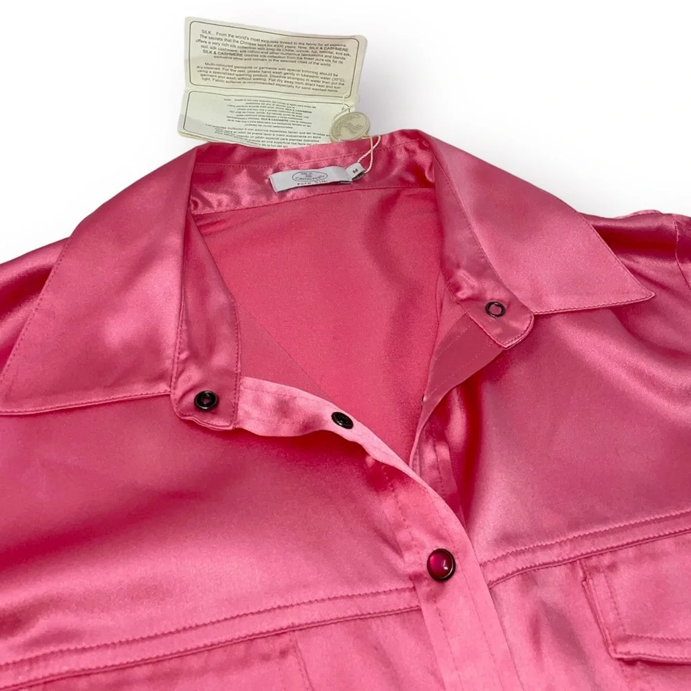 Silk & Cashmere Pure Silk Long Sleeve Western Style Shirt - Picture 8 of 15